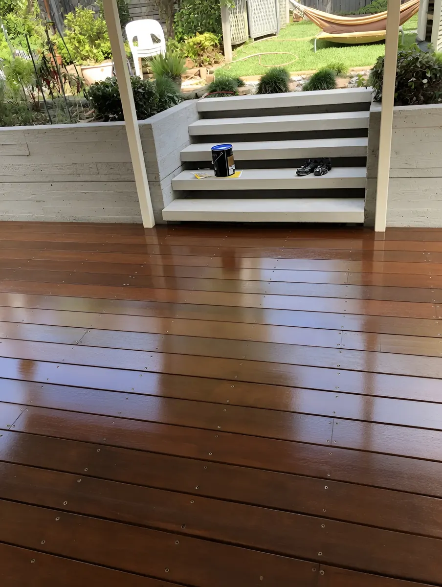 Deck painting Hawkes Bay hardwood before and after