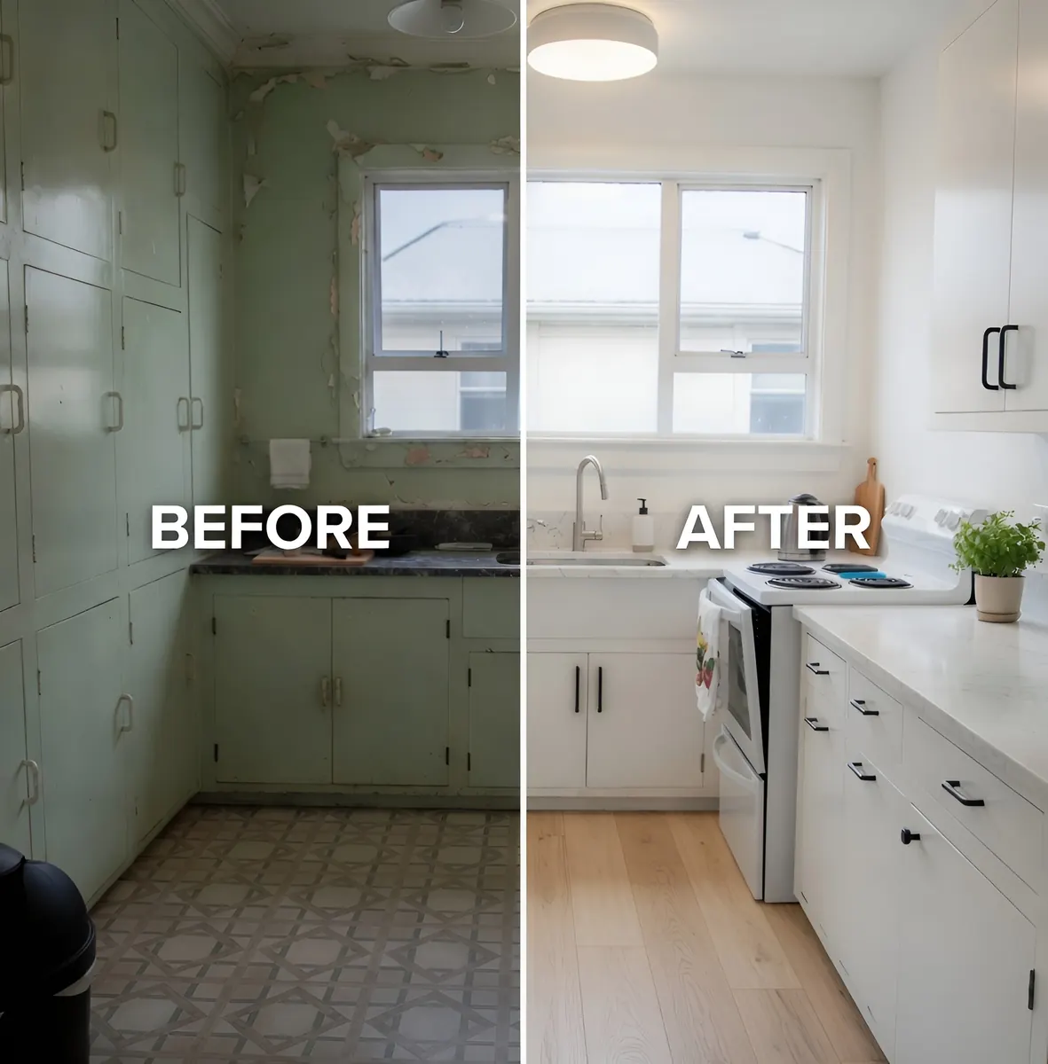 Kitchen cabinet painting before and after Hastings